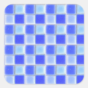 Sticker Carré Bleu Checkerboard Mosaic Carreaux céramique Sticke