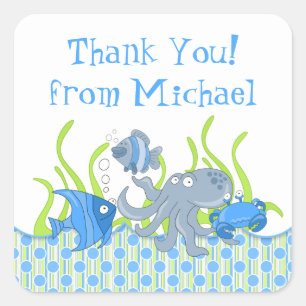Sticker Carré Bleu Critère sous-marin Anniversaire Favoriser Sti