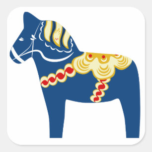 Sticker Carré Bleu Dala Horse