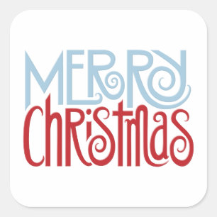 Sticker Carré bleu de Noël Joyeux