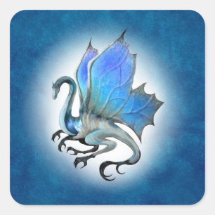 Sticker Carré Bleu-Dragon