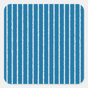 Sticker Carré Bleu et blanc avec lignes inégales