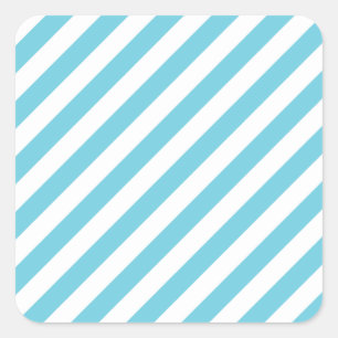 Sticker Carré Bleu et blanc Diagonal Stripes Motif