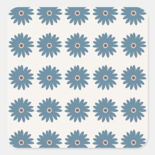 Sticker Carré Bleu et crème Daisy