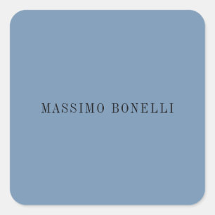 Sticker Carré Bleu Gris Minimaliste Moderne Lisible