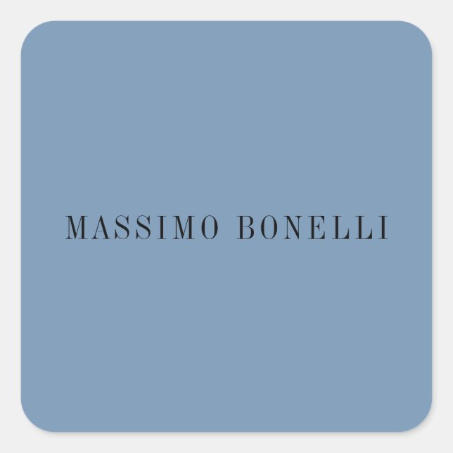 Sticker Carré Bleu Gris Minimaliste Moderne Lisible (Devant)