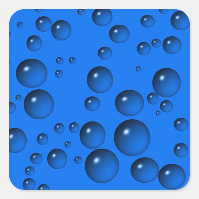 Sticker Carré Bleu L'Eau Abaisse Les Bulles (Devant)