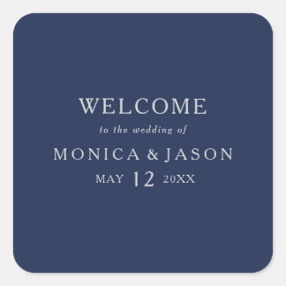 Sticker Carré Bleu marin minimal classique | Accueil Mariage Arg