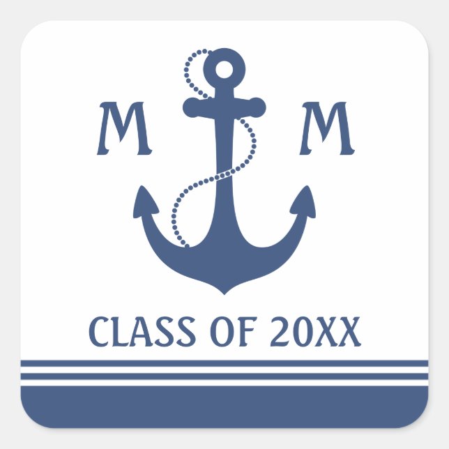 Sticker Carré Bleu marine Graduation nautique (Devant)