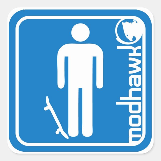 Sticker Carré bleu mohawk (Devant)