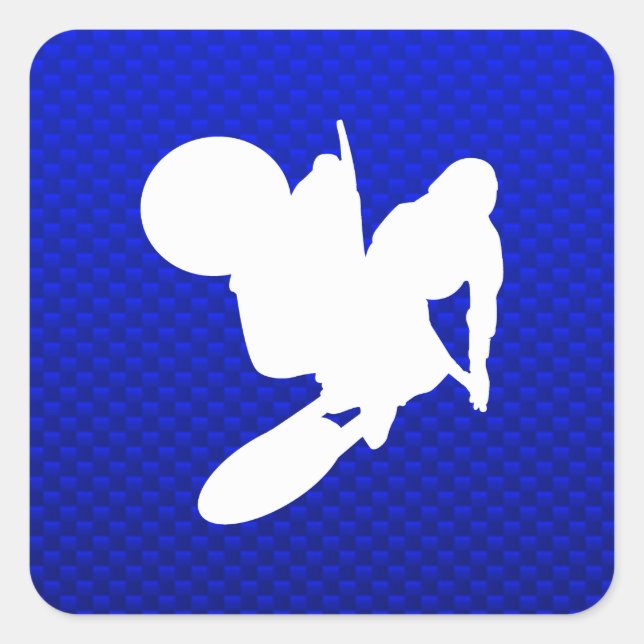 Sticker Carré Bleu Motocross (Devant)