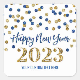 Sticker Carré Bleu Or Argent Bonne année 2023