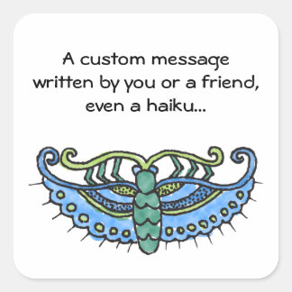 Sticker Carré Bleu papillon