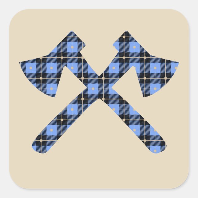 Sticker Carré Bleu Plaid (Devant)