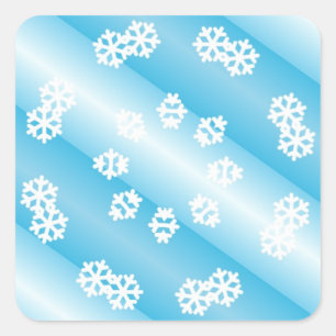 Sticker Carré Bleu rayures avec conception de flocon de neige