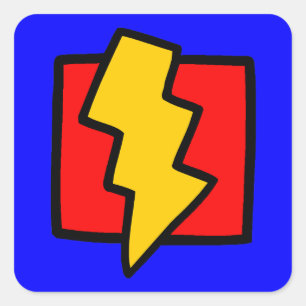 Sticker Carré Bleu rouge et jaune éclair