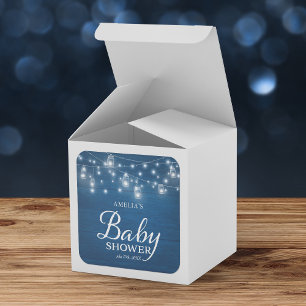 Sticker Carré Bleu rustique bois Mason jarres et Baby shower lum