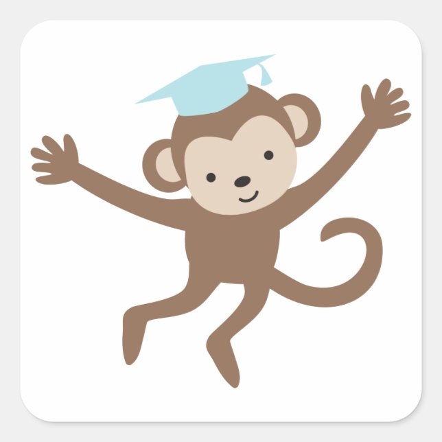 Sticker Carré Bleu Singe Graduation (Devant)