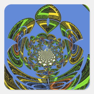 Sticker Carré Bleu traditionnel