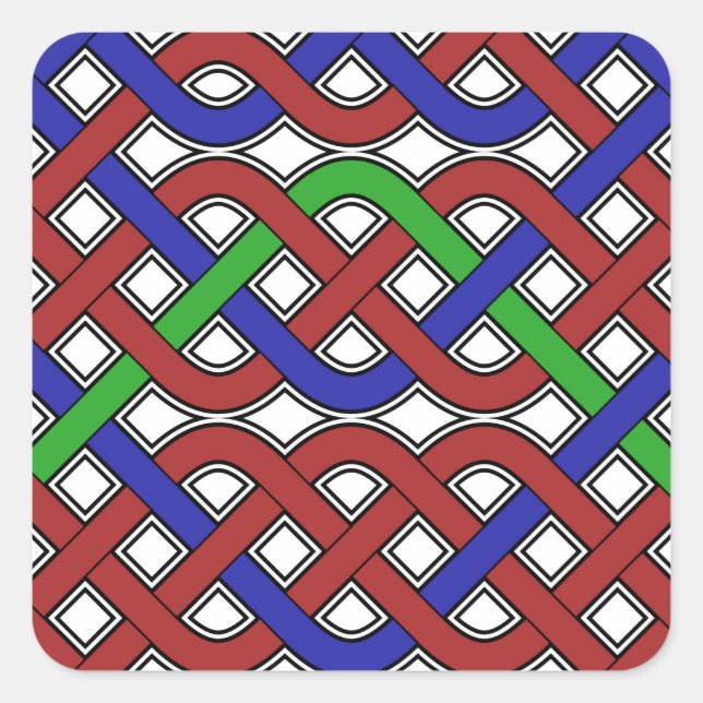 Sticker Carré Bleu, vert et rouge céleste noeuds (Devant)