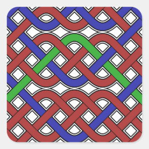 Sticker Carré Bleu, vert et rouge céleste noeuds