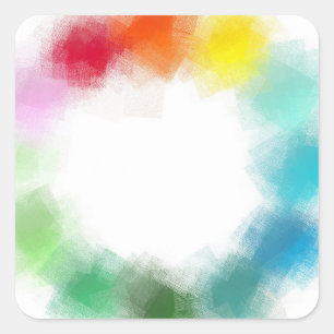 Sticker Carré Bleu Vert Rose Rouge Jaune Orange Personnalisé Col