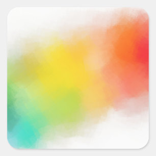 Sticker Carré Bleu Vert Rouge Jaune Orange Coloré Personnalisé V