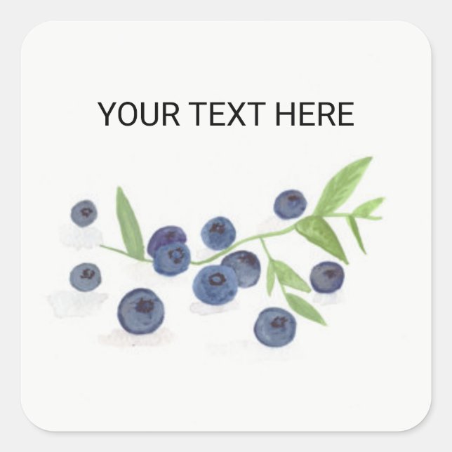 Sticker Carré Bleuets fruit cuisine aquarelle rustique  (Devant)