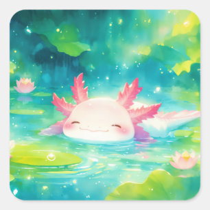 Sticker Carré Bliss d'étang Axolotl enchantés