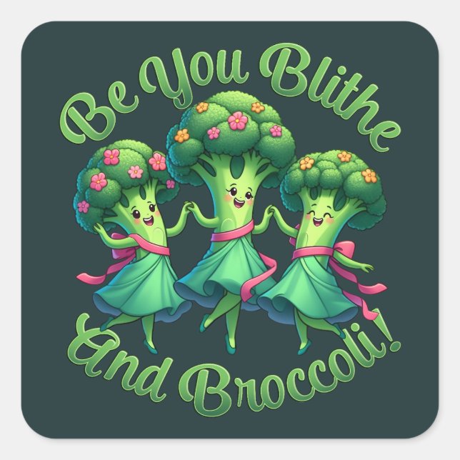 Sticker Carré Blithe Et Brocoli (Devant)