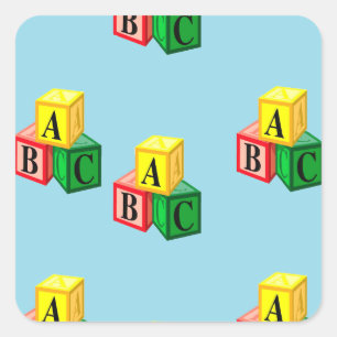Sticker Carré bloc alphabétique abc