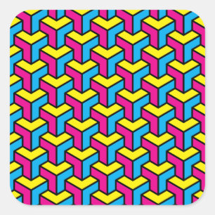 Sticker Carré Bloc d'illusion géométrique CMYK en gras