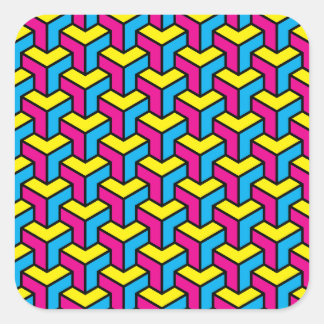 Sticker Carré Bloc d'illusion géométrique CMYK en gras