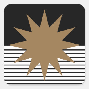 Sticker Carré Blocage noir blanc et soleil Brown