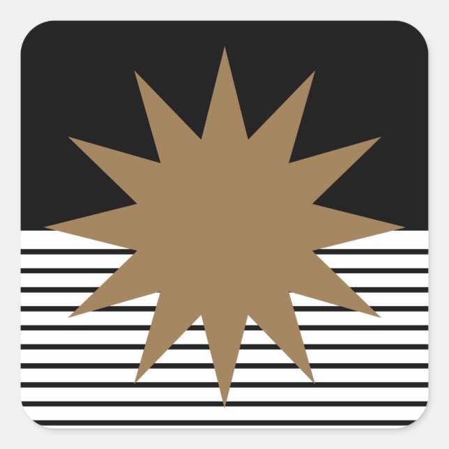 Sticker Carré Blocage noir blanc et soleil Brown (Devant)