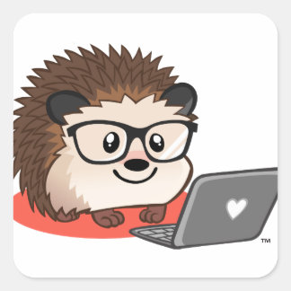 Sticker Carré Blog Gentil Geeky Hedgehog Sur Un Ordinateur Porta