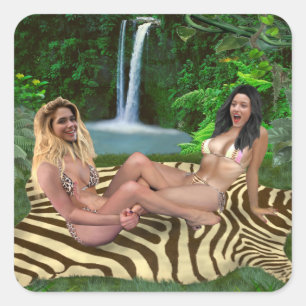 STICKER CARRÉ BLONDE CONTRE BRUNETTE