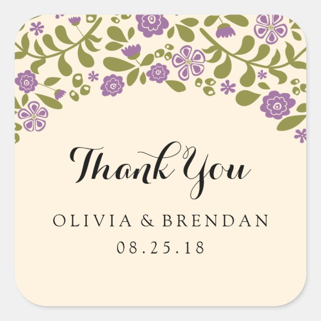 Sticker Carré Blossom fleur sauvage | Faveur de mariage (Devant)