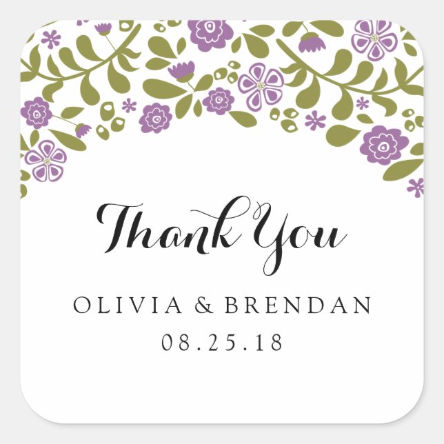 Sticker Carré Blossom fleur sauvage | Faveur de mariage (Devant)