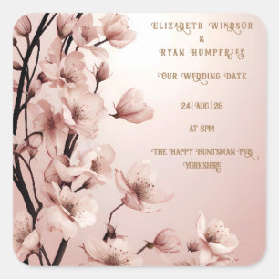 Sticker Carré Blossoms of Love" Collection Faire-part de mariage