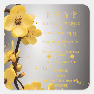 Sticker Carré Blossoms of Love" Collection Faire-part de mariage