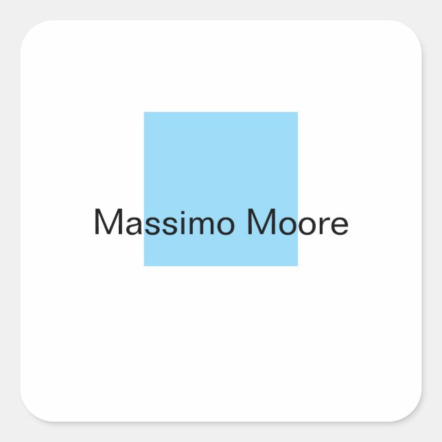 Sticker Carré Blue Black White Plain Elegant Own Name (Devant)