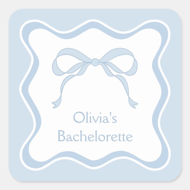 Sticker Carré Blue Bow Tying Knot Bachelorette Party (Devant)