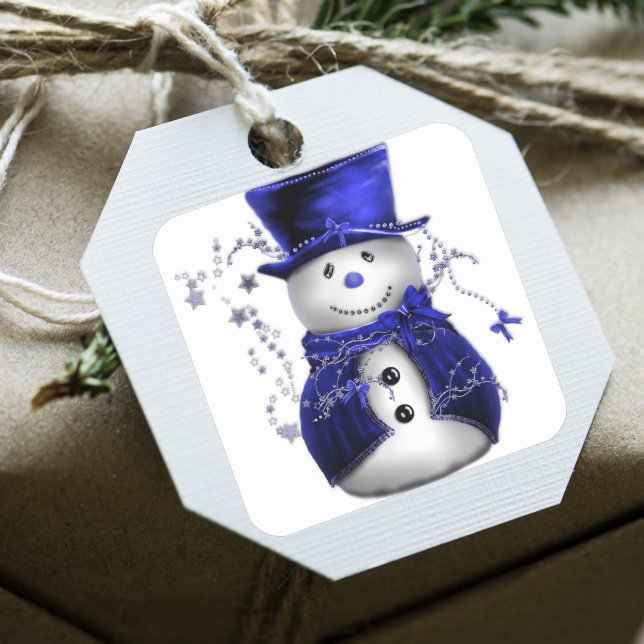 Sticker Carré Blue Christmas Snowman (Créateur téléchargé)