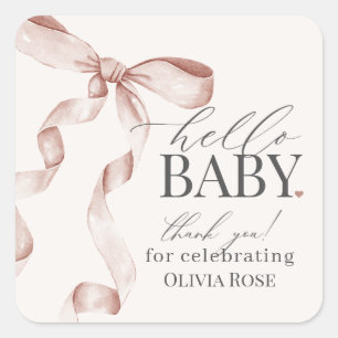 Sticker Carré Blue Coquette Bow fille Baby shower Favoriser