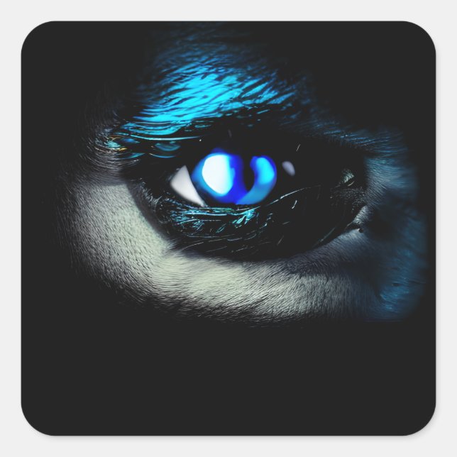 Sticker Carré Blue Eyeball Staring hors de l'obscurité Halloween (Devant)