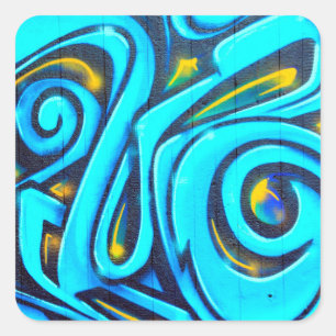 Sticker Carré Blue Graffiti Street Art Abstrait