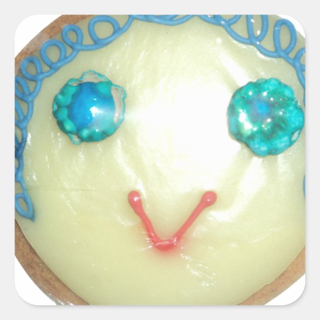 Sticker Carré Blue Hair Emoji Art Imprimer/Graphique (Devant)