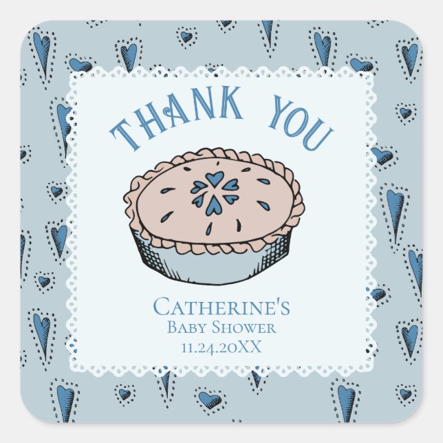 Sticker Carré Blue Little Cutie Pie Baby Boy Merci (Devant)