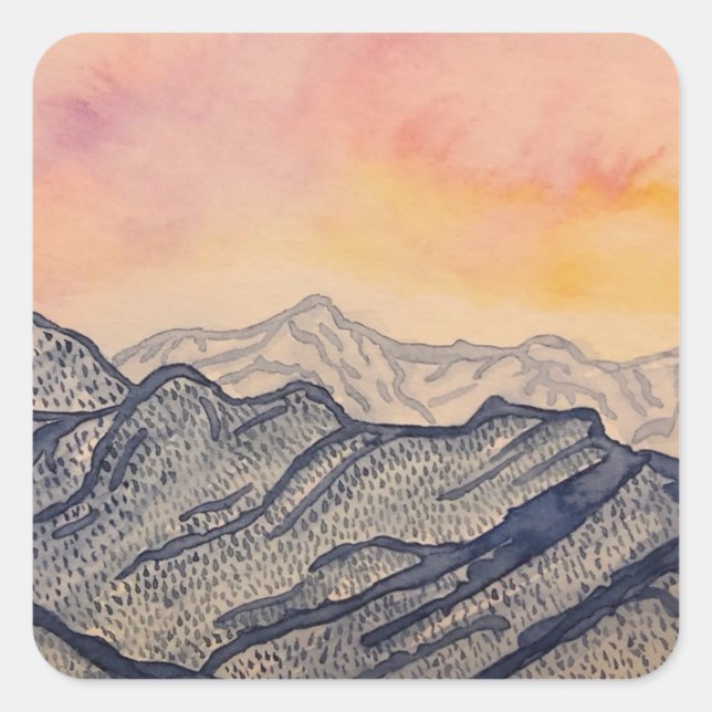 Sticker Carré Blue Mountain Sunrise (Devant)